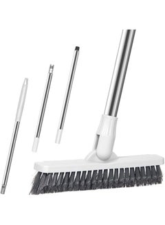 Buy Floor Scrub Brush Bathroom Long Handled Tub Push Broom Shower Tile Grout Brush Swivel Indoor Kitchen Crevice Cleaning Brush for Hard-to-reach Areas - White 48.81 Inch Extended in Saudi Arabia