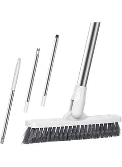 Buy Floor Scrub Brush Bathroom Long Handled Tub Push Broom Shower Tile Grout Brush Swivel Indoor Kitchen Crevice Cleaning Brush for Hard-to-reach Areas - White 48.81 Inch Extended in Saudi Arabia