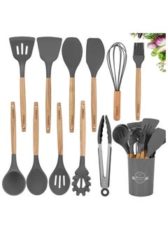 Buy 12-Piece Non-Stick Silicone Cooking Utensils Set Black 11 x 16 x 33cm in Egypt