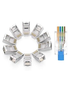 Buy Ntech Cat6 RJ45 Ends Cat6 Connector Cat6 / Cat5e RJ45 Connector Ethernet Cable Crimp Connectors UTP Network Plug for Solid Wire and Standard Cable 10-Pack in UAE