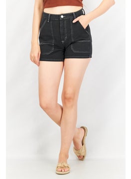 اشتري Women High Waist Solid Denim Short, Black في السعودية