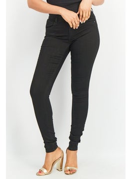 Buy Women Slim Fit Mid Waist Stretchable Denim, Black in UAE