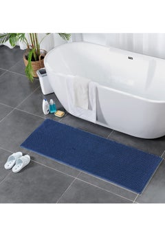 Buy Tycom Bathroom Rugs Bath Mat Non Slip Fluffy Soft Plush Microfiber Shower Carpet Rug Washable Non-Slip Carpet Mat for Bathroom Floor 50 By 120 CM Short Fiber Dark Blue. in UAE