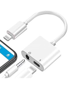 Buy For iPhone Headphones Adapter & Splitter, 2 in 1 Dual Lightning Charger Cable Aux Audio Adapter Converter for iPhone 12/11/XS/XR/X/8/7/6/iPad, Support Calling+Charging+Music Control in UAE