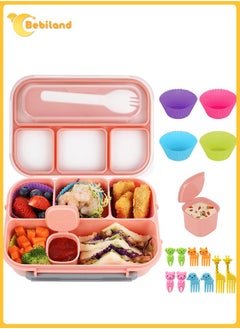 Buy 16 PCS Bento Lunch Box Kids, 1300ml 4 Compartment Bento Lunch Box, Lunch Containers for Adults/Kids/Students (Fork Random Color) in Saudi Arabia