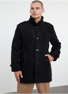 Buy Black Men's Regular Fit Winter Wool Blend Winter Coat in Egypt