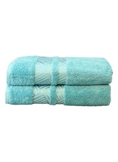 Buy Premium 2-Piece Bath Towel Set - 500 GSM 100% Cotton Terry - Quick Dry and Super Absorbent - Luxurious Bathroom Towel Set - Large 70x140 cm - Serene Sky Blue Color in Saudi Arabia