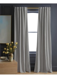 Buy Velvet Curtains Soft Fabric 1Piece Light Grey-140x280 in Egypt