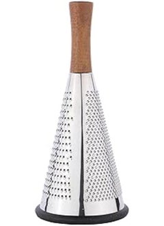 اشتري Cone Cheese Grater With Handle - Stainless Steel Grater Triple Function Wood Handle Shredder Non-Slip Rubber Bottom Hand Held Multifunction Vegetables Cheese Grater With Container 4-Size (L Size: 27Cm في مصر