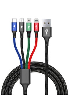 اشتري 4 in 1 USB Charging Cable, Multi Charging Cable, Fast Charging iPhone x 2 + Type-C + Micro USB Data Sync Charging Cable for Cell Phones/Tablets/Samsung Galaxy & More في الامارات