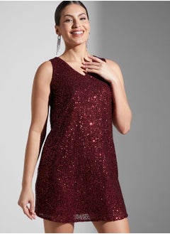 Buy V-Neck Sequin Dress in UAE