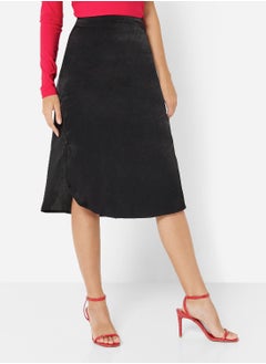 Buy Satin Slit Midi Skirt in UAE