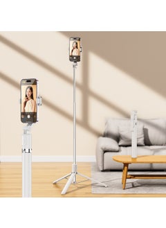 Buy New 1.7m Bluetooth LED Selfie Stick Tripod R1-L no light White in Saudi Arabia