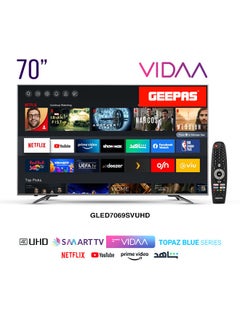 Buy 70"VIDAA Professional 4K Ultra HD Smart TV with Smart Voice Control, Remote Control,HDMI and USB Ports,Licensed Contents and Pre-Installed Apps, Bluetooth Connectivity and Screen Sharing,Dolby in Saudi Arabia