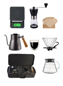 Buy V60 Drip Coffee Set,7-Piece Hand Brewing Coffee Maker Set,Pour Over Coffee Machine Accessories Kit All In 1 Portable Travel Bag 57*16*27cm in UAE