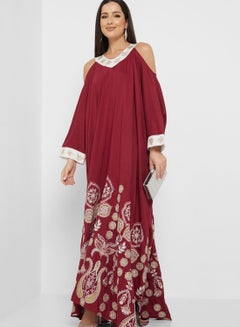 Buy Cold Shoulder Printed Dress in UAE