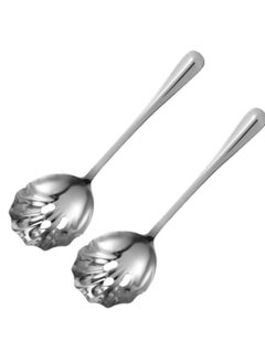 اشتري Stainless Steel Colander Drink Strainer, 2 Pcs Colander Kitchen Slotted Spoons, Stainless Steel Colander Serving Spoons, Food Filter Reusable Serving Spoons for Drinks Banquet في الامارات