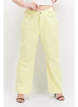 اشتري Women Regular Fit Solid Non-Stretchable Denim Jeans, Yellow في الامارات