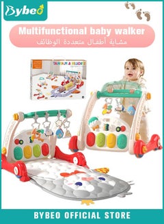 Buy 4 In 1 Baby Playmat & Play Piano Gym With Walker, Learning Walking Stroller and Soft Infants Floor Activity Center, Musical Keyboard, Tummy Time in UAE