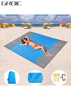 اشتري Beach Blanket Waterproof Sandproof 2.1M*2M- Large Beach Blanket Sandproof Fits for 4-6 Adults, Waterproof Beach Mat with Zipper Pocket, Outdoor Beach Mat for Travel, Camping, Hiking في الامارات