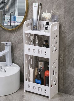 Buy Floor Standing Bathroom Toilet Furniture Cabinet Rack White in UAE