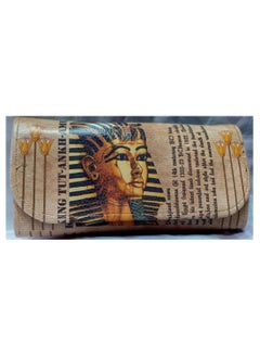 Buy Women's book and wallet, size 20*10 cm, bronze leather, for money, cards, and mobile phones, with pharaonic shapes, design No. 27 in Egypt