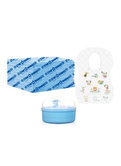 اشتري Star Babies Combo Packs-Powder Puff, Disposable Bibs 10pcs, Disposable Changing mat 10pcs-Blue في الامارات