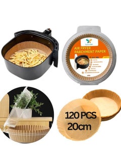 اشتري 120 Pieces Air Fryer Paper Oven Paper Liners Air Fryer Dishes Liner For Baking Air Fryer Oil proof Non Stick Parchment Paper For Air Fryer Liners في الامارات