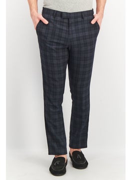 اشتري Men Regular Fit Plaid Dress Pants, Electric Blue في السعودية