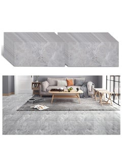 Buy 24pcs Marble Tile Stickers,Wall Sticker Self-adhesive,3D Wall Panel,15.7"x31.5"Peel and Stick Floor Tile for Home Living Room Kitchen Bathroom Decor Grey in UAE