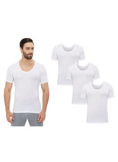 Buy BYC MEN'S AEROCOOL U-NECK UNDERSHIRT (PACK OF 3) - WHITE in UAE