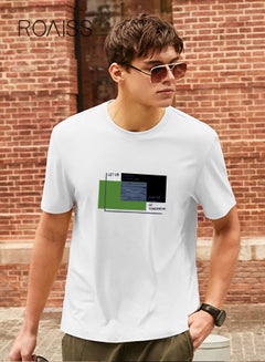 Buy Man's T-shirt Regular Fit Trendy All-Match Pattern Printing Short Sleeves in UAE
