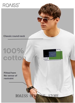 Buy Man's T-shirt Regular Fit Trendy All-Match Pattern Printing Short Sleeves in UAE