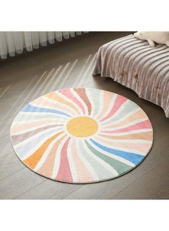 Buy Sun Rainbow Round Rugcolorful Boho Kids Rug Ultra Soft Washable Nursery Rug For Bedroom Perschool Classroom47" Round in UAE