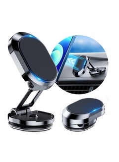 Buy Magnetic Phone Holder for Car, Alloy Folding Magnetic Car Phone Holder Car Magnetic Phone Mount 360° Rotation Magnetic Cell Phone Holder Dashboard Car Mount Fit for All Phone in Saudi Arabia