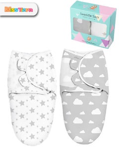 اشتري 2 PCS Baby Swaddle Blanket Wrap Cap Set Newborn Infant Sleep Sack 100% Breathable Cotton 0-3 Month في الامارات