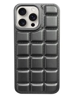 اشتري Luxury Plating Chocolate Block Pattern Case For Iphone 15, Shockproof Phone Back Cover For iPhone 15 - Grey في مصر