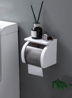 Buy Self Adhesive Toilet Paper Holder with Shelf, Waterproof Toilet Paper Holder Wall Mount, Bathroom Toilet Paper Holder, Toilet Paper Roll Holder for Bathroom and Washroom, White in Saudi Arabia