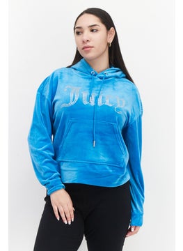 اشتري Women Long Sleeve Embellished Logo Hoodie, Blue في الامارات