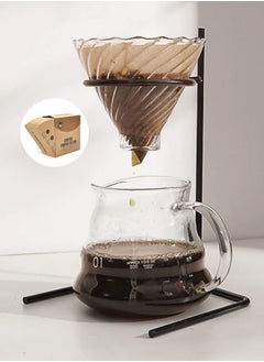 Buy Filter Drip Coffee Maker Holder With V60 Manual Coffee Filter Paper Black/Beige in Saudi Arabia