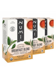 Buy Numi Organic Breakfast Blend Tea, 18 Tea Bags (Pack of 3), Assam, Ceylon & Darjeeling Black Teas (Packaging May Vary) in UAE