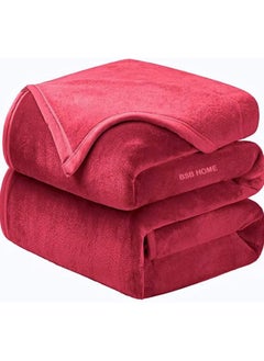 اشتري BSB HOME® 300 GSM Premium Plush Double Blanket for Bed, Sofa, Couch, Travel and Camping AC Blanket | 220x230 cm | Red | SOLID MINK في السعودية