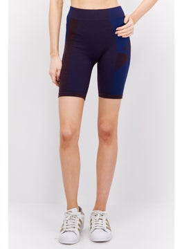 Buy Women Sportswear Fit Pull-On Training Tight Short, Blue/Brown in UAE