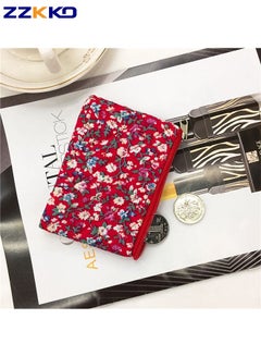 Buy New Floral Cloth Ladies Short Section Compact High Quality Heavy Craft Coin Purse Simple Fashion Retro Portable Soft Wallet with Zipper in Saudi Arabia