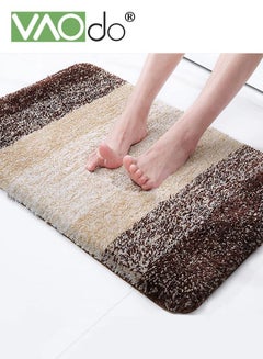 Buy Luxury Bathroom Rug Mat Extra Soft and Absorbent Microfiber Bath Rugs Non-Slip Plush Bath Carpet 51*71CM Brown in UAE