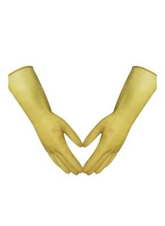 اشتري Household Long Sleeve Cleaning Glove Set Yellow-Large Size في الامارات