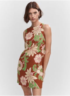 Buy Floral Printed Knitted Dress in UAE