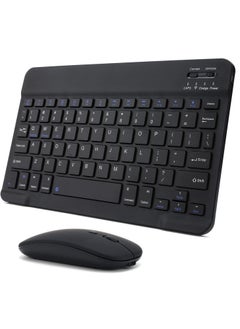 Buy Rechargeable Bluetooth Keyboard & Mouse Combo Ultra-Slim Portable, Set for Android Windows Tablet Cell Phone iPhone iPad Pro Air Mini, iPad OS/iOS 13 and above. (BLACK) in UAE