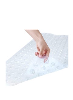 Buy Bath Tub Shower Mat with Suction Cups and Drain Holes, Extra Large Size and Machine-Washable, Bathroom Accessories, Clear Non-Skid 100×40cm in Saudi Arabia