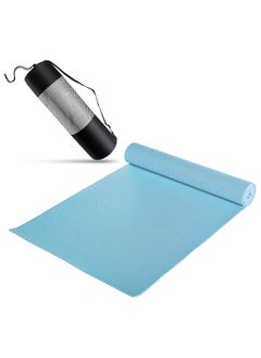 اشتري PVC Yoga Exercise Mat With Carrying Bag 6MM Thick x173cm Lx61cm W, Baby Blue في مصر